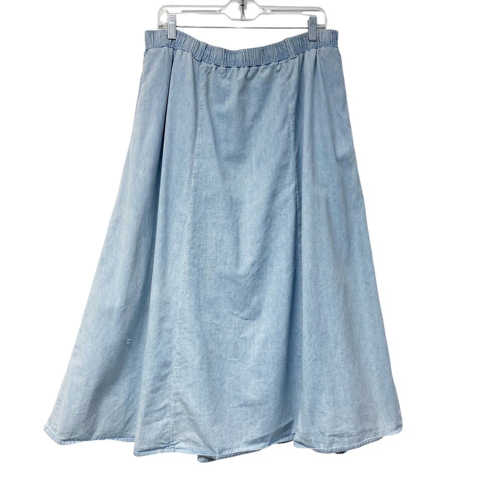 Vintage Orvis Womens Size 16P Light Blue Denim Skirt